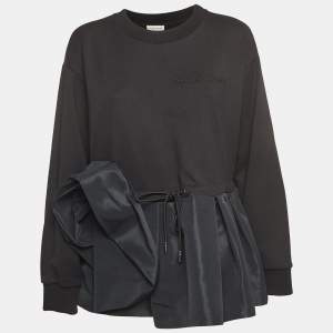 Alexander McQueen Black Cotton and Synthetic Flared Sweatshirt S