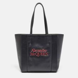 Alexander McQueen Black/Red Leather Signature Tote