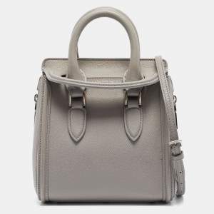 Alexander McQueen Grey Leather Mini Heroine Shoulder Bag