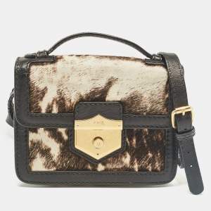 Alexander McQueen Black Calfhair and Leather Wicca Crossbody Bag