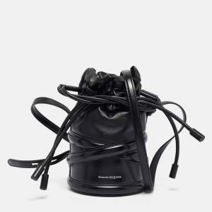 Alexander McQueen Black Leather The Soft Curve Bucket Bag