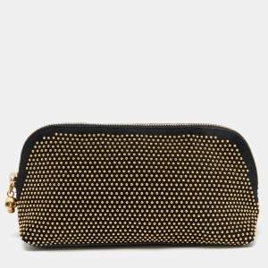 Alexander McQueen Black Suede Studded Zip Pouch