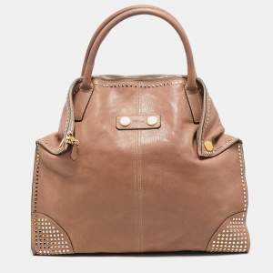 Alexander McQueen Beige Leather Large Studded De Manta Tote