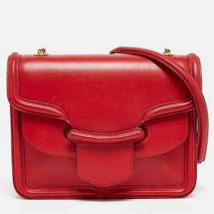 Alexander McQueen Red Leather Heroine Flap Shoulder Bag