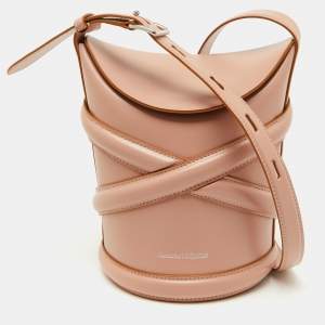Alexander McQueen Dusty Pink Leather The Curve Bucket Bag