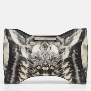 Alexander McQueen Black/Grey Kaleidoscope Print Fabric Oversized Squeeze It Clutch 