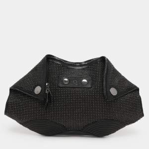 Alexander McQueen Black Leather Medium De Manta Studded Clutch