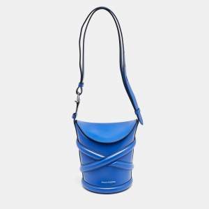 Alexander McQueen Blue Leather The Curve Bucket Bag