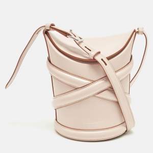 Pre Owned Alexander McQueen The Curve Pink Leather Bucket Bag