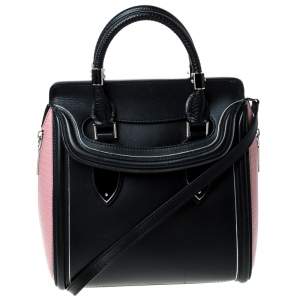 Pre Owned Alexander McQueen Black/Pink Leather Small Heroine Satchel