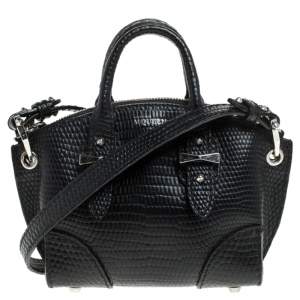 Alexander McQueen Black Lizard Embossed Leather Legend Crossbody Bag