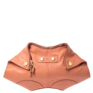 Alexander McQueen Orange Leather Medium De Manta Clutch