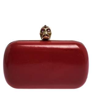 Alexander McQueen Red Patent Leather Skull Box Clutch
