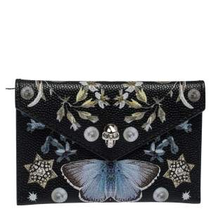 Alexander McQueen Black Leather Skull Card Case