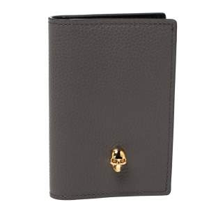 Alexander McQueen Grey Leather Skull Bifold Card Holder 