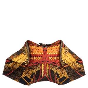 Pre Owned Alexander McQueen Multicolor Printed Satin Medium De Manta Clutch
