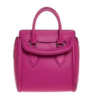 Pre Owned Alexander McQueen Fuchsia Leather Small Heroine Satchel
