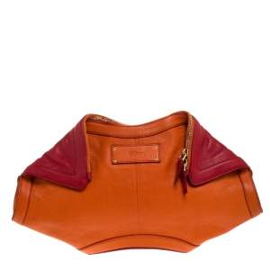 Pre Owned Alexander McQueen Orange/Red Leather Medium Faithful De Manta Clutch