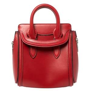 Pre Owned Alexander McQueen Red Leather Mini Heroine Bag