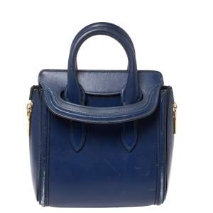 Pre Owned Alexander McQueen Blue Leather Mini Heroine Bag