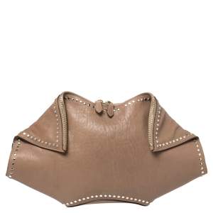 Pre Owned Alexander McQueen Beige Leather Medium Faithful De Manta Clutch
