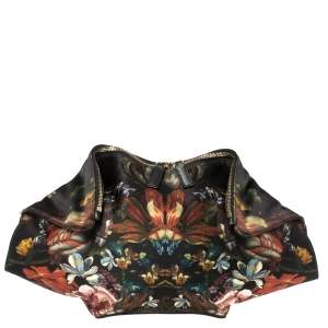 Pre Owned Alexander McQueen Multicolor Floral Print Satin Medium De Manta Clutch