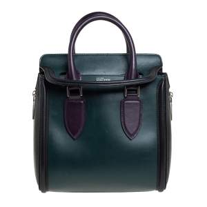 Pre Owned Alexander McQueen Black/Green Leather Small Heroine Satchel