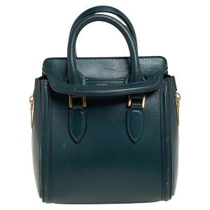 Pre Owned Alexander McQueen Green Leather Mini Heroine Bag