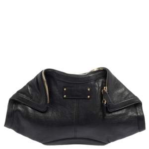 Pre Owned Alexander McQueen Black Leather Medium De Manta Clutch