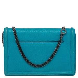Alexander McQueen Turquoise Leather Simple Fold Chain Shoulder Bag