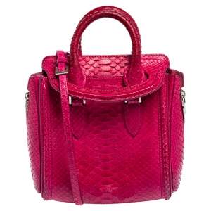 Pre Owned Alexander McQueen Pink Python Mini Heroine Bag