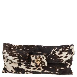 Pre Owned Alexander McQueen Brown Animal Print Calf Hair Clutch