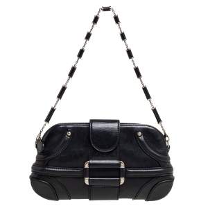 Pre Owned Alexander McQueen Black Leather Novak Shoulder Bag