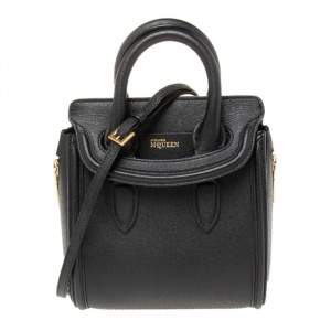 Pre Owned Alexander McQueen Black Leather Mini Heroine Bag