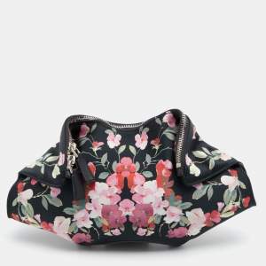 Pre Owned Alexander McQueen Multicolor Floral Print Satin Small De Manta Clutch