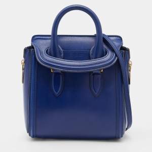 Pre Owned Alexander McQueen Blue Leather Mini Heroine Bag