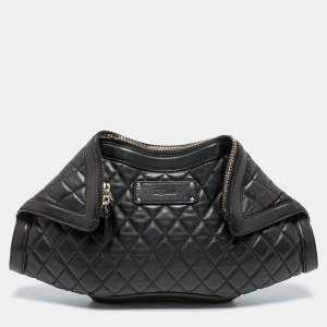Pre Owned Alexander McQueen Black Leather Medium De Manta Clutch