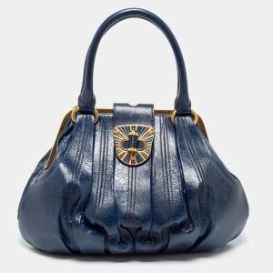 Pre Owned Alexander McQueen Blue Leather Elvie Satchel