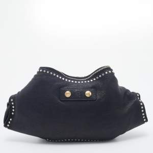 Pre Owned Alexander McQueen Black Leather Studded De Manta Clutch 