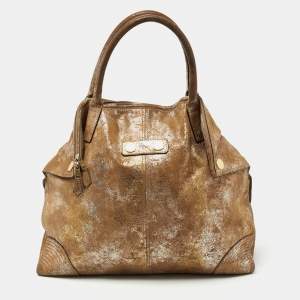 Pre Owned Alexander McQueen Brown/Multicolor Metallic Suede De Manta Tote