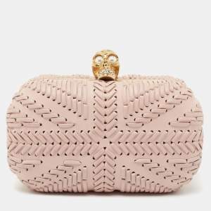 Alexander McQueen Pink Leather Skull Box Clutch