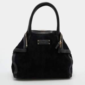 Alexander McQueen Black Suede and Leather De Manta Tote