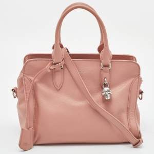 Alexander McQueen Peach Leather Skull Padlock Tote