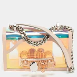 Alexander McQueen Holographic/Pink Pvc and Leather Knuckle Duster Shoulder Bag