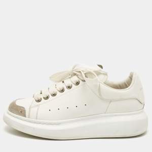 Alexander McQueen White Leather Oversized Lace Up Sneakers Size 37