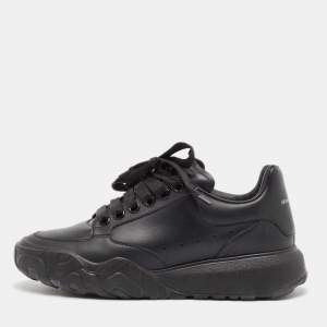 Alexander McQueen Black Leather Court Sneakers Size 37