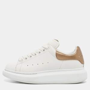 Alexander McQueen White/Gold Leather Larry Sneakers Size 35