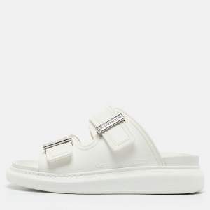 Pre Owned Alexander McQueen White Rubber Hybrid Chelsea Flat Sandals Size 37.5