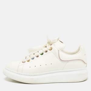 Alexander McQueen White Leather Oversized Lace Up Sneakers Size 39