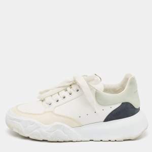 Pre Owned Alexander McQueen Multicolor Leather and Suede Oversized Runner Sneakers Size 37.5